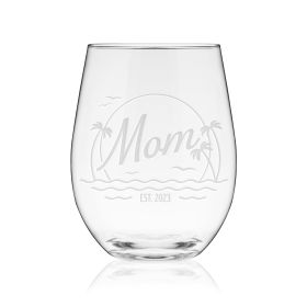 Beach Mom, Est. 2023 Stemless Wine Glass