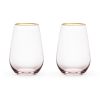 Rose Crystal Stemless Wine Glass by Twine Living® (Set by of 2)