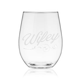 Wifey Script Stemless Wine Glass