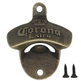 Zinc Alloy Bottle Opener Wall Mounted Vintage Retro Beer Opener Tool Accessories Bronze Color with Screws Bar Decoration Gadgets (Ships From: China)