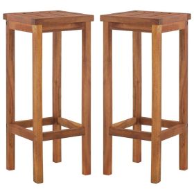 Bar Chairs 2 pcs Solid Acacia Wood (Color: Brown)