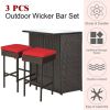 3 Pieces Patio Rattan Wicker Bar Table Stools Dining Set