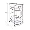 2 Glass Shelves  Serving Trolley Bar Cart  with Durable Metal Frame for Hotel Dining Room Restaurant