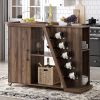 Kitchen Island Cart on Wheels with Adjustable Shelf and 5 Wine Holders, Storage Cart for Dining Room, Kitchen