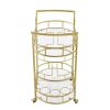 2 Glass Shelves  Serving Trolley Bar Cart  with Durable Metal Frame for Hotel Dining Room Restaurant