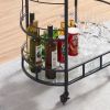 2 Glass Shelves  Serving Trolley Bar Cart  with Durable Metal Frame for Hotel Dining Room Restaurant