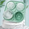 1pc Rose Ice Cube Mold Tray; Silicone 4-Cell Ice Cube Mold For Whiskey Cocktail Refrigerator Kitchen Utensils