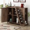 Kitchen Island Cart on Wheels with Adjustable Shelf and 5 Wine Holders, Storage Cart for Dining Room, Kitchen