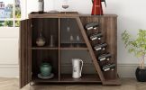 Kitchen Island Cart on Wheels with Adjustable Shelf and 5 Wine Holders, Storage Cart for Dining Room, Kitchen