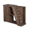 Kitchen Island Cart on Wheels with Adjustable Shelf and 5 Wine Holders, Storage Cart for Dining Room, Kitchen